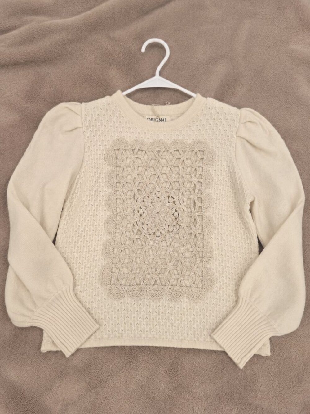 Kids Cream Crochet Detail Sweater – Size L
